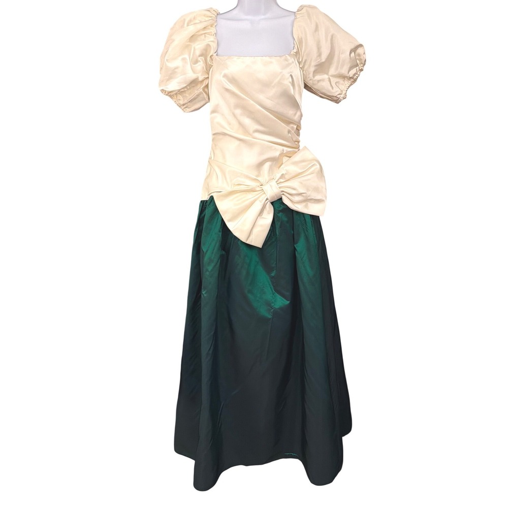 80s House of Bianchi Gown Prom Dress Regencycore Taffeta Old Hollywood Christmas